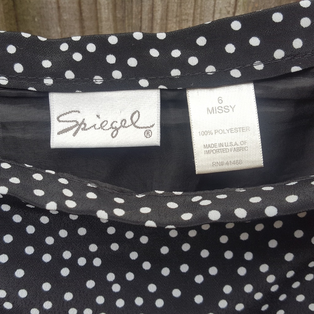 Black and White Polk Dot Mid Length Trumpet Skirt - Picture 6 of 8